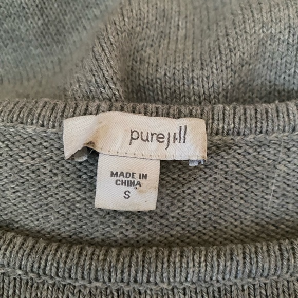 J Jill Pure Jill Cotton Wool Pullover Tunic Sweater Boat Neck Pockets Gray, S - Picture 5 of 12
